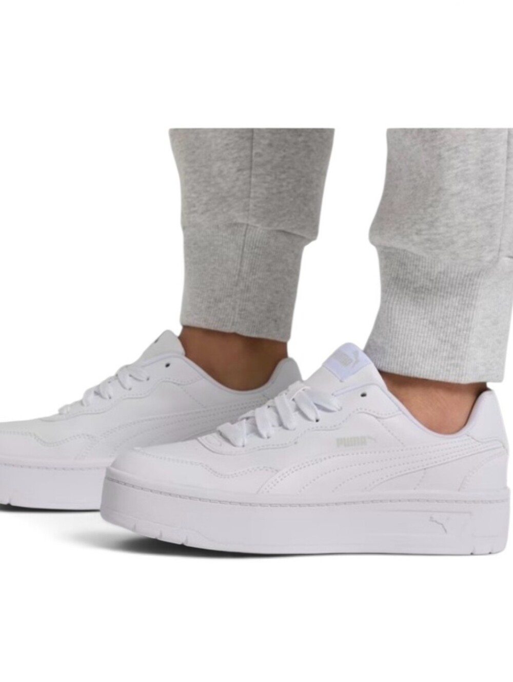 PUMA White Court Lally Sneakers - Size 9.5